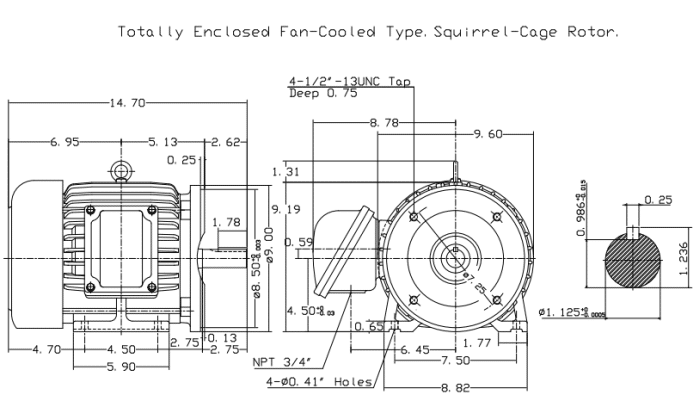 Teco Xp0034c Explosion Proof C Face Footed Electric Motor